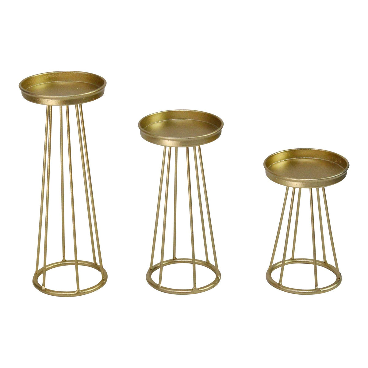 HomeRoots Set of 3 Gold Metal Graduated Candlesticks