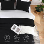 Andency Black Full Size Comforter Set, 3 Pieces Fluffy Solid Bedding Comforters & Sets, All Season Soft Lightweight Microfiber Bed Blanket Set For Kids Teens Boys