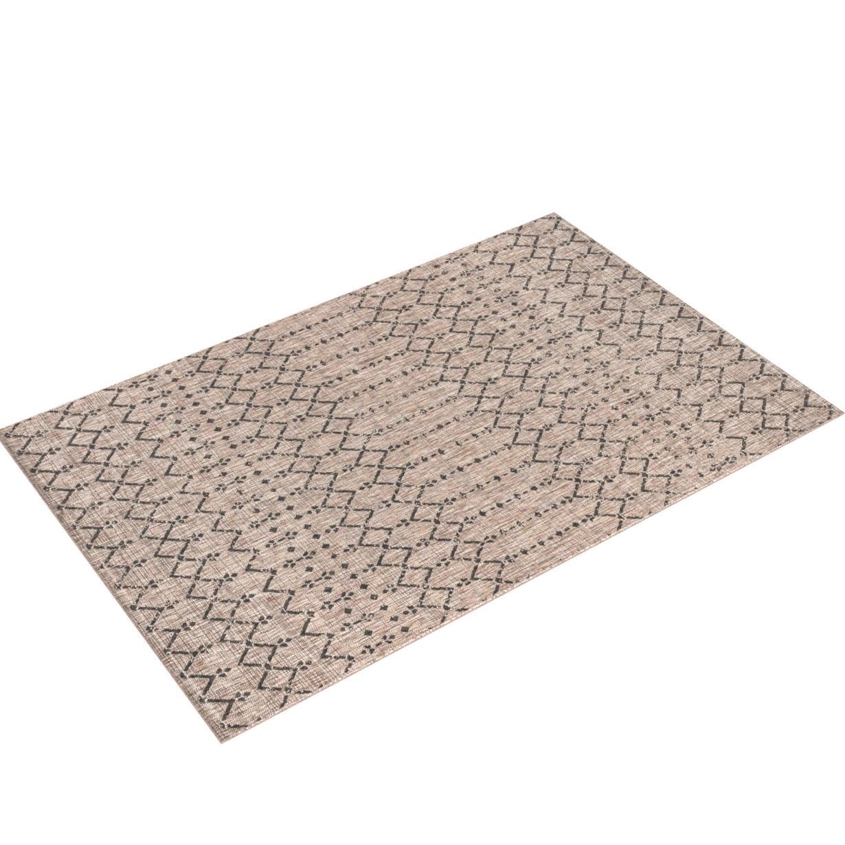 Jonathan Y Smb108D-3 Ourika Moroccan Geometric Textured Weave Indoor Outdoor -Area Rug, Bohemian, Rustic, Scandinavian Easy-Cleaning,Bedroom,Kitchen,Backyard,Patio,Non Shedding, Natural/Black, 3 X 5