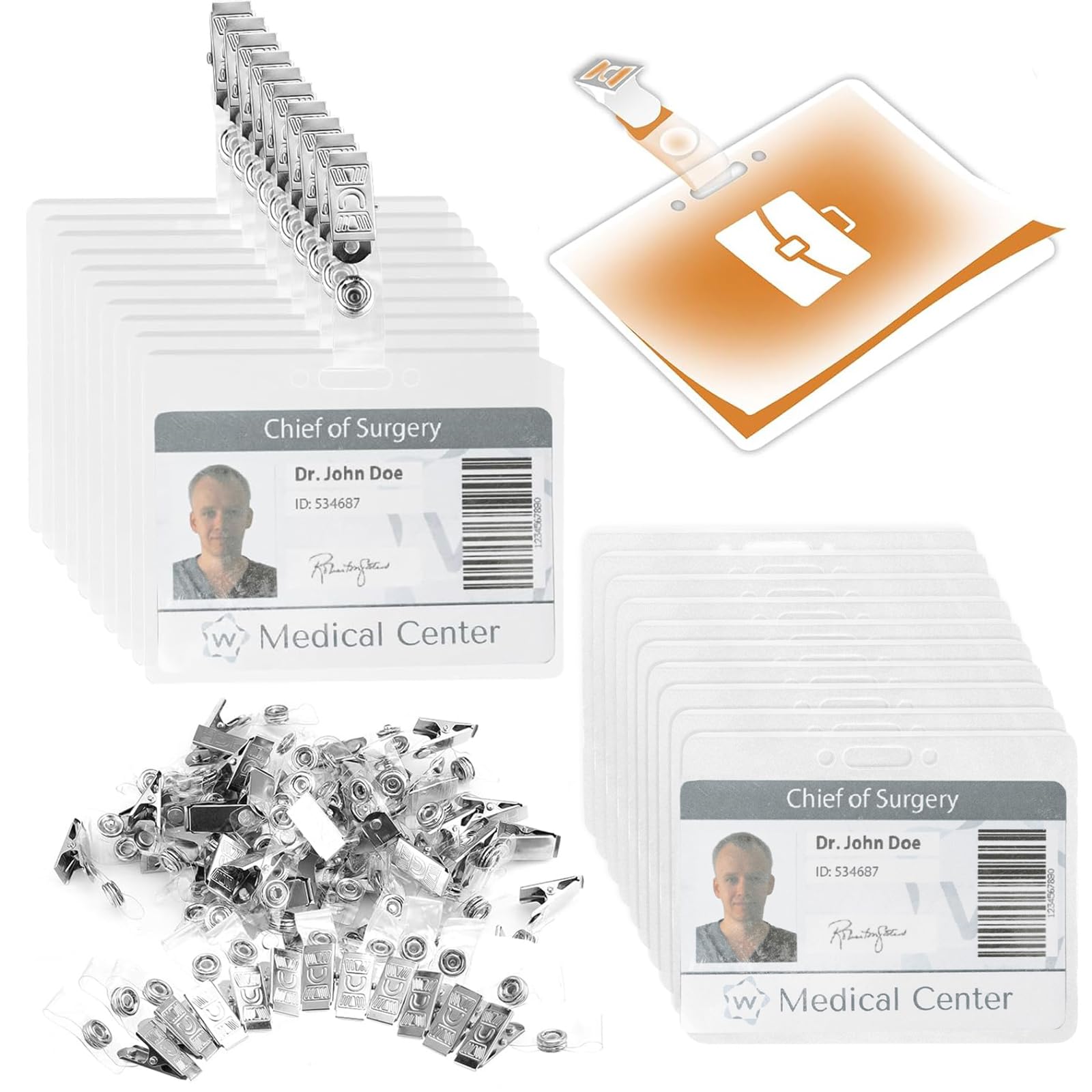100 Pieces Id Laminating Pouches With 100Pcs Clips Government-Size Card Laminating Pouches Id Card Laminating Badges Badge Lamin