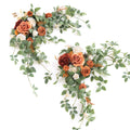 Ling's Moment 2PCS Terracotta Arch Flowers Artificial Floral Swags Centerpieces Wedding Decor Welcome Signs Faux Burnt Orange Ro