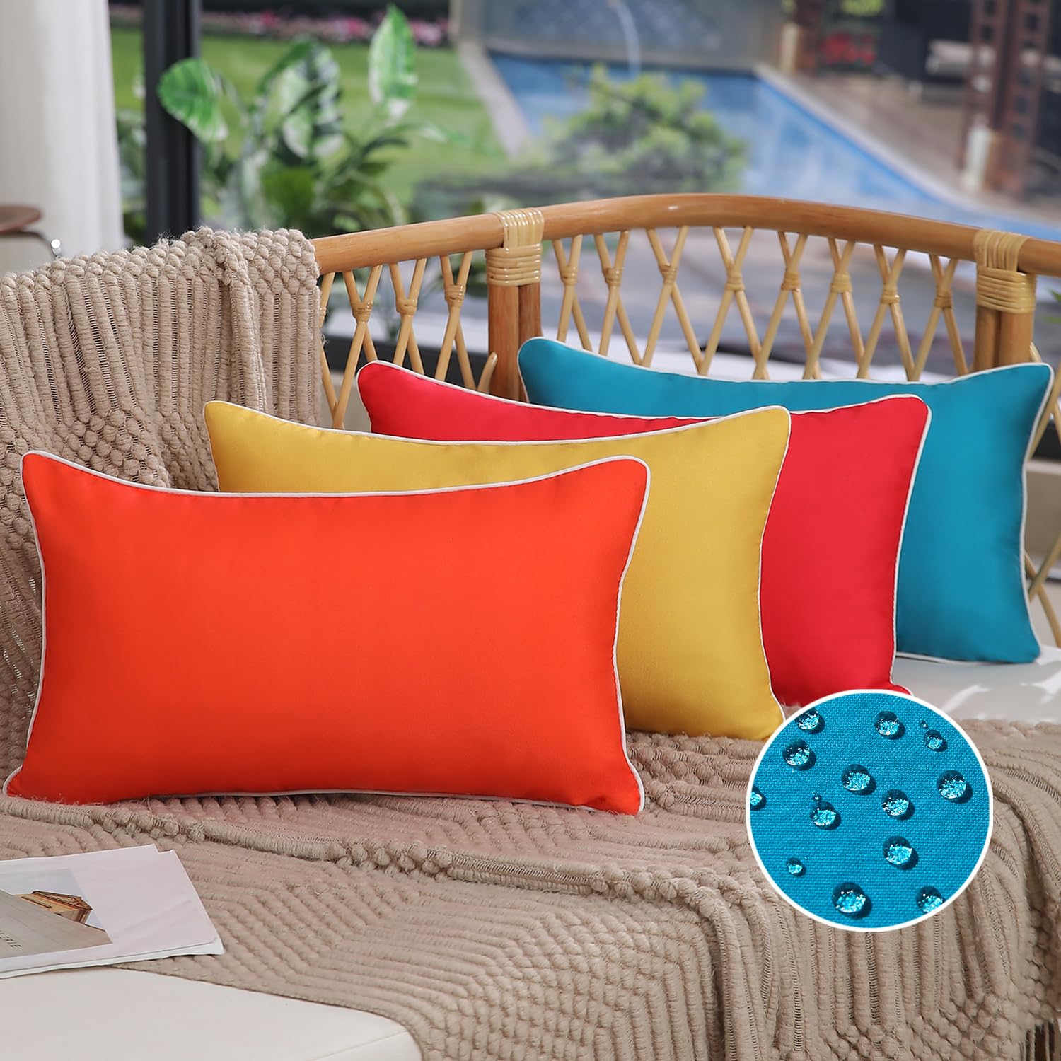 Dfxsz Outdoor Pillow Covers 12X20 Inch Set Of 4 Square Solid Color Couch Pillow Covers Outdoor Summer Waterproof Pillow Covers D