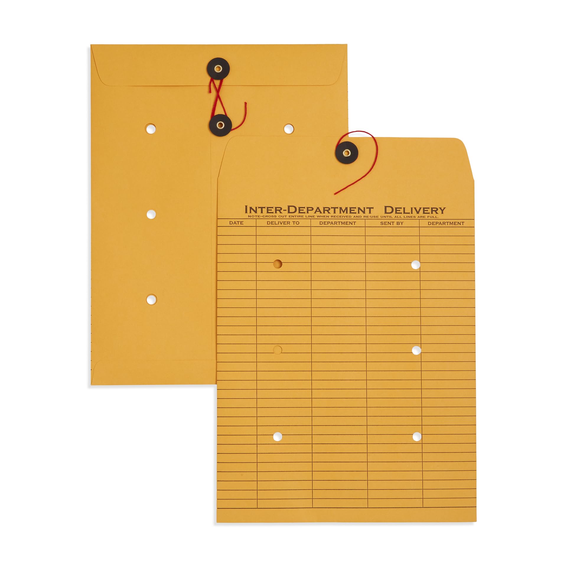 Blue Summit Interoffice Envelopes With String 9X12, String Tie, Brown Kraft, Interdepartment Envelopes, 9 X 12 Inches - 100 Enve