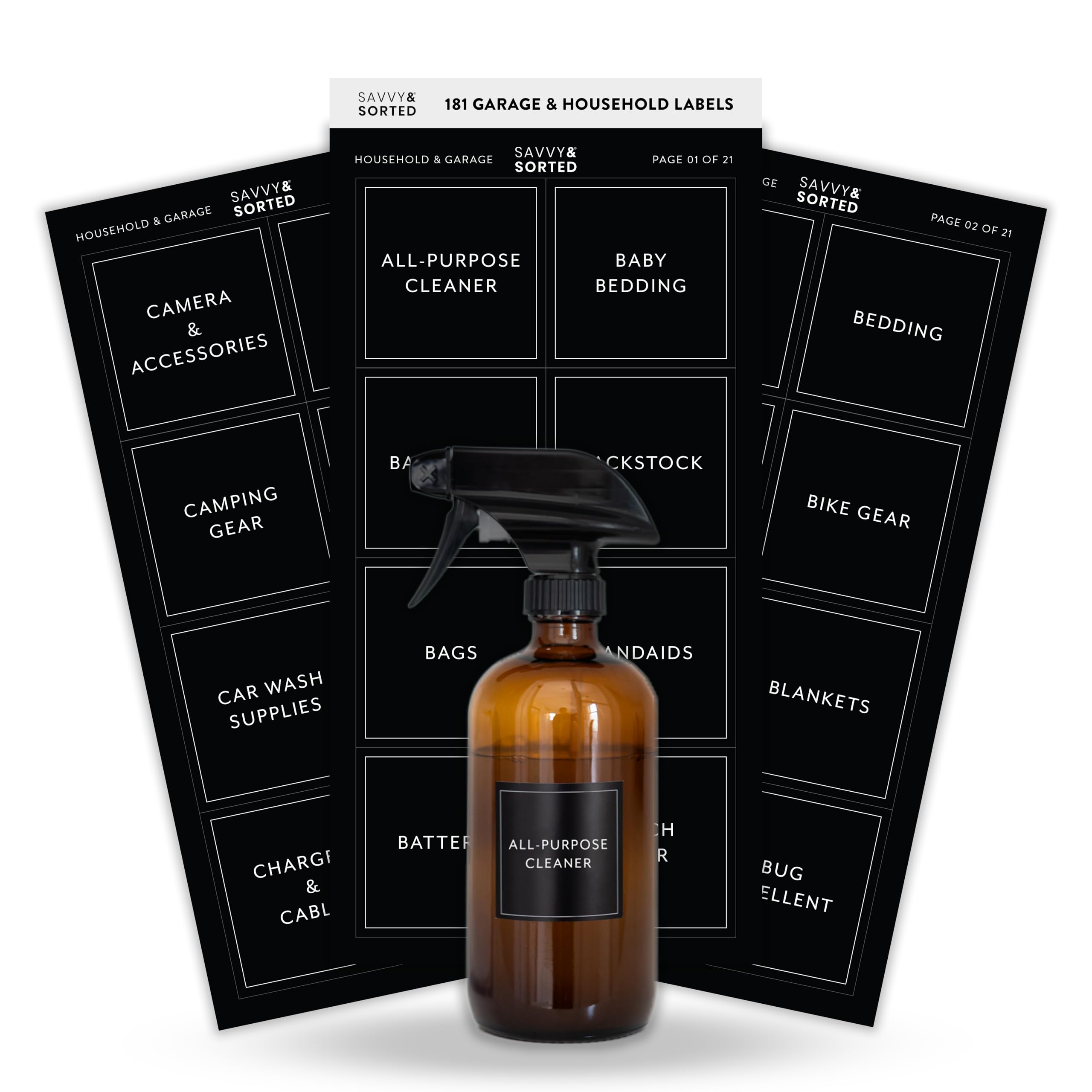 Organizing Labels For Storage Bins, 181 Preprinted Household & Garage Sticker Labels For Containers, Office And Home Organizatio