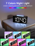 Cadmos Super Loud Alarm Clock for Heavy Sleepers, Digital Clock with RGB Night Light, Adjustable Volume, USB Charger - White