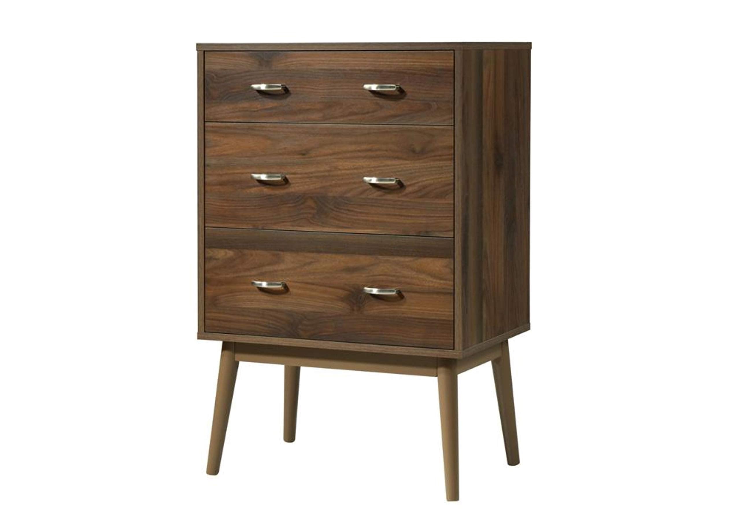 4D Concepts Montage Midcentury Modern 3 Drawer Chest Dresser, Walnut
