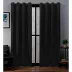 Exclusive Home Sateen Twill Woven Room Darkening Blackout Grommet Top Curtain Panel Pair, 52''x108'', Black