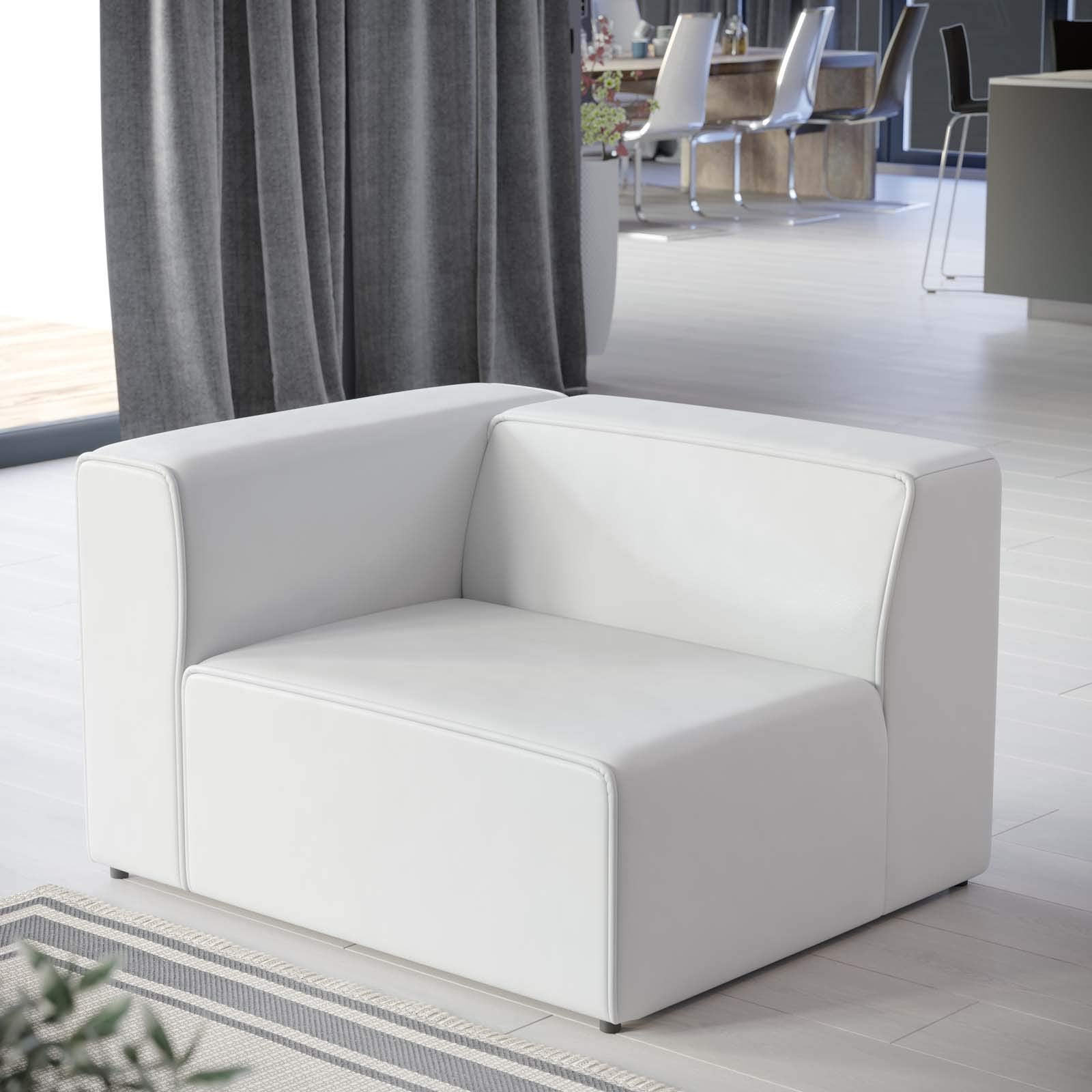 Modway Mingle Vegan Leather Sectional Sofa Left-Arm Chair in White