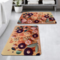 SITTELLA 2 Pieces AntiSkid Water Soaking 3D Flower Print Bathroom Mat, Water Absorbent Mat (40x60cm) (Orange Flower Print)