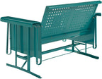 Crosley Furniture Bates Retro Metal Outdoor Loveseat Glider, 2-Person Rocking Patio Bench for Porch, Deck, Turquoise Gloss