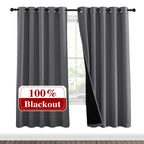 Nicetown Grey Full Shade Curtain Panels, Pair Of Energy Smart & Noise Blocking Out Blackout Drapes For Dining Room Window, Thermal Insulated Guest Room Lined Window Dressing(Gray, 62 X 72 Inch)