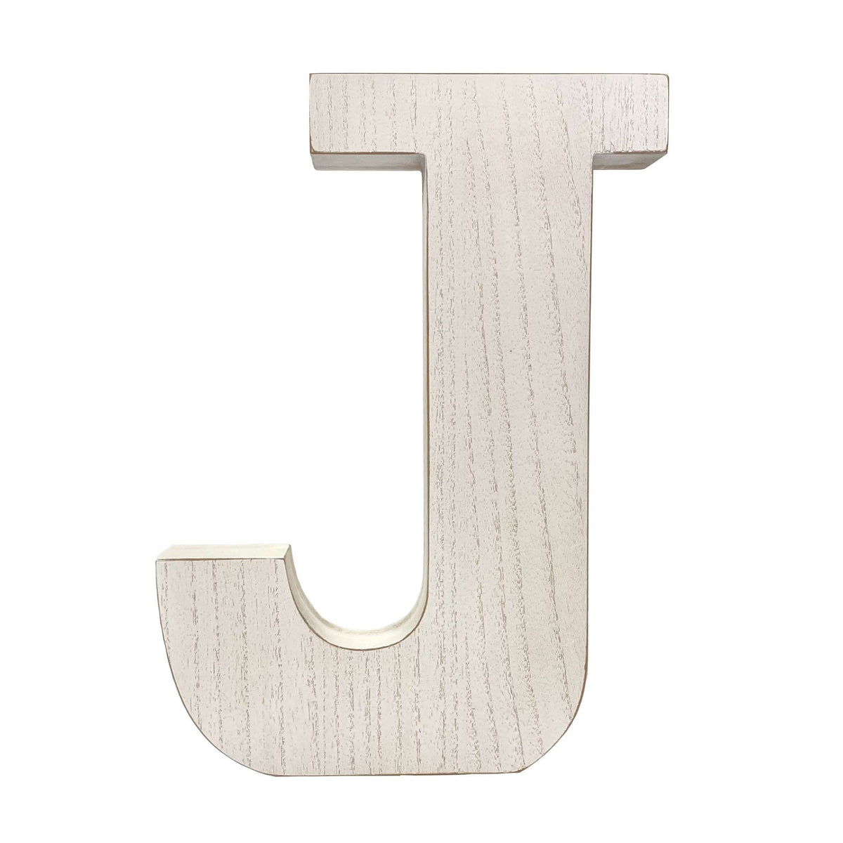 HomeRoots 16' Distressed White Wash Wooden Initial Letter J Sculpture