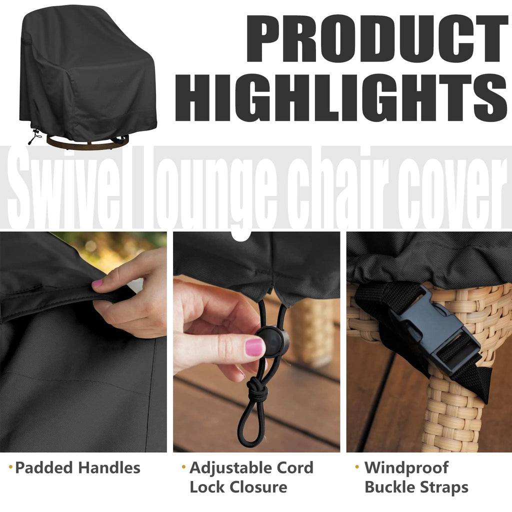 Outdoor Swivel Lounge Chair Cover 2 Pack,Waterproof Heavy Duty Outdoor Chair Covers, (30' W X 34' D X 38.5' H) Patio Furniture Cover For Swivel Patio Lounge Chair
