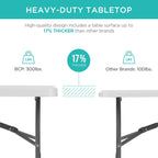Best Choice Products 8ft Folding Table, Heavy Duty Portable Plastic Indoor Outdoor, White, 96" L x 30" W