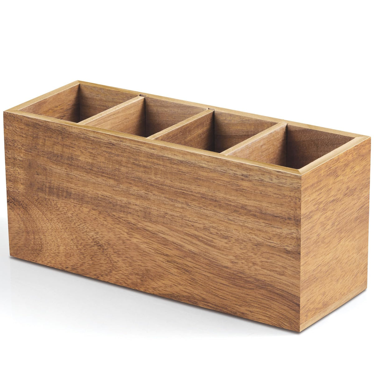 Bivvclaz Pencil Pen Holder For Desk, Acacia Wood Office Desk Organizers And Accessories With 4 Slots For Countertop, Makeup Brus