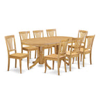 East West Furniture VAAV9-OAK-W 9 Piece Dining Set Includes an Oval Dining Room Table with Butterfly Leaf and 8 Kitchen Chairs, 40x76 Inch, Oak