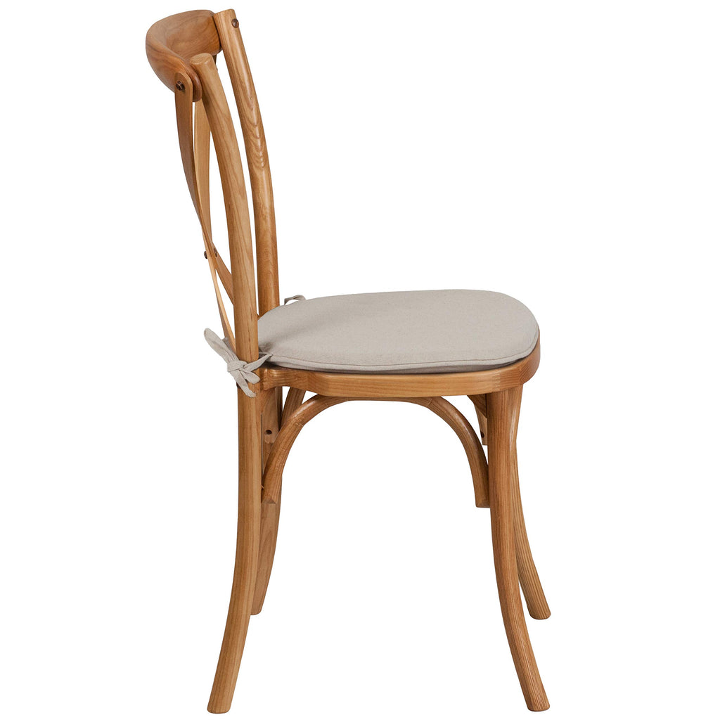 Flash Furniture Hercules Series Stackable Oak Wood Cross Back Chair With Cushion