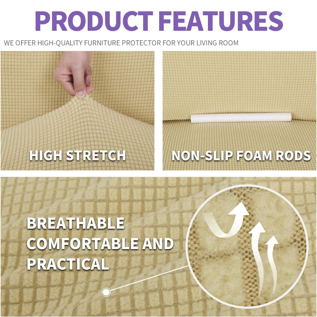 Znsayotx Super Stretch Couch Cover Universal Sofa Covers For Living Room Dogs Pet Friendly Furniture Protector Fitted Spandex Sofa Slipcovers With Anti Slip Foam Sticks (Beige, Sofa)