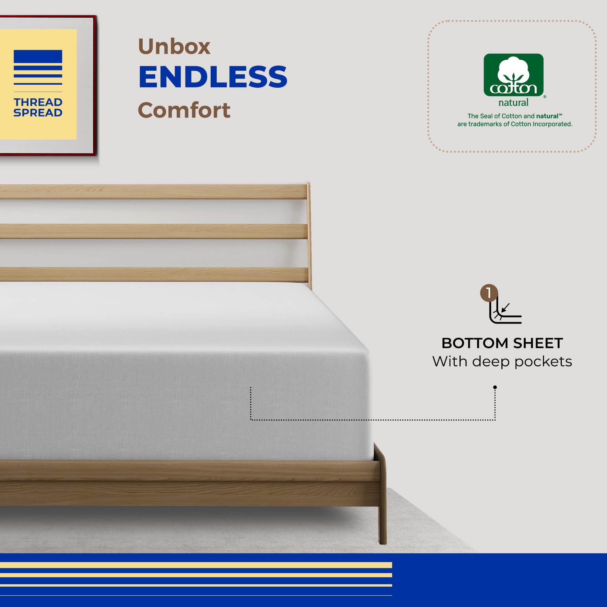 Thread Spread Luxury Egyptian Cotton Twin Fitted Sheet Only - 1000-Thread-Count 16' Twin Deep Pocket Fitted Sheet, Soft, Sateen Weave, Extra Long Staple Egyptian Cotton Twin Bottom Sheet - Silver Grey