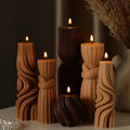Threlaco 6 Pcs Pillar Candles Modern Aesthetic Ribbed Decorative Candle Set Cute Soy Wax Scented Ribbed Decor for Home(Brown,2.3