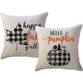 Ulove Love Yourself Autumn Fall Pillow Covers 20X20 Set Of 2 Black Buffalo Plaid Check Pumpkin Maple Leaves Farmhouse Decorative
