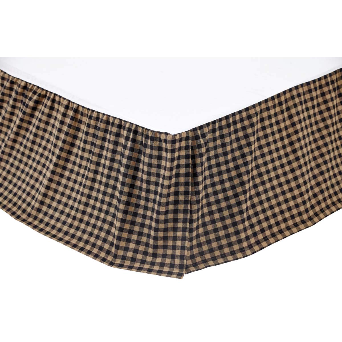 Vhc Brands, Black Check, 78X80X16, Cotton, King Bed Skirt, Black