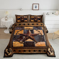 Western Texas Star Kids Comforter Set King Size,Cow Fur Plaids Patchwork Bedding Set,Boys Girls Adults Room Decor,Western Cowboy