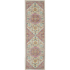 Nourison Passion Ivory/Pink 1'10' X 6' Area Rug, Boho, Moroccan, Bed Room, Living Room, Dining Room, Kitchen, Easy Cleaning, No