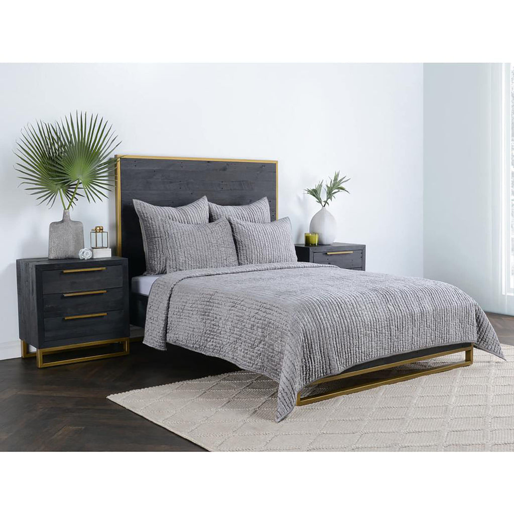 Kosas Home Dimitry 20X36 Rayon Velvet And Solid Cotton King Sham In Gray