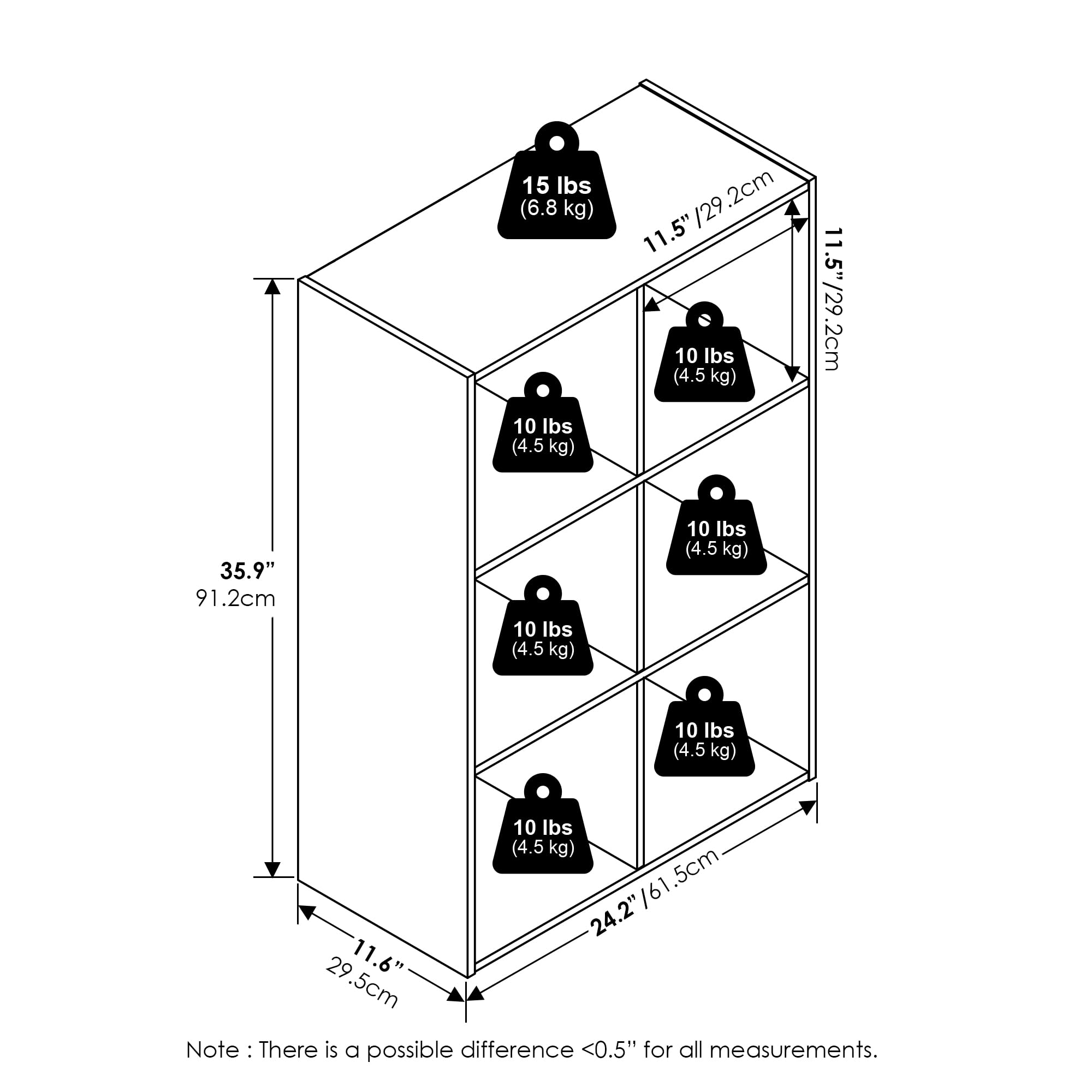 Furinno Pelli Cubic Storage Cabinet, 3x2, Espresso