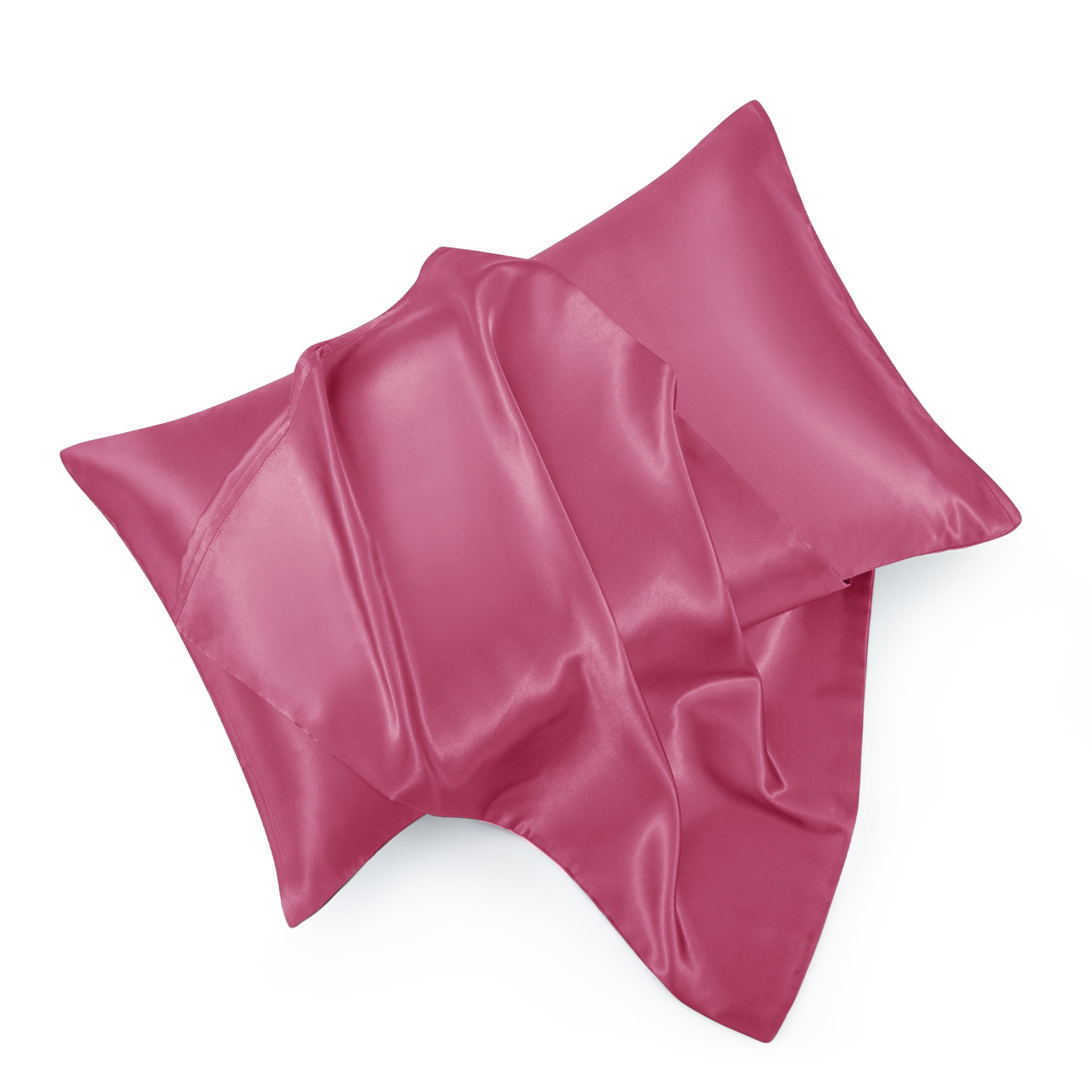 Hommxjf Peach Red Satin Pillowcase Standard Set Of 2 With Envelope Closure