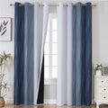 Estelar Textiler Navy Blue And Greyish White Blackout Curtains For Bedroom 84 Inches Long, Full Room Darkening Grommet Curtains