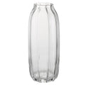 Large Clear Glass Vase for Flowers Bud Tall Glass Vases,H-12.6'' Simple Striped Design for Home Floor Decor,Farmhouse Decor, Cen