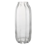 Large Clear Glass Vase for Flowers Bud Tall Glass Vases,H-12.6'' Simple Striped Design for Home Floor Decor,Farmhouse Decor, Cen