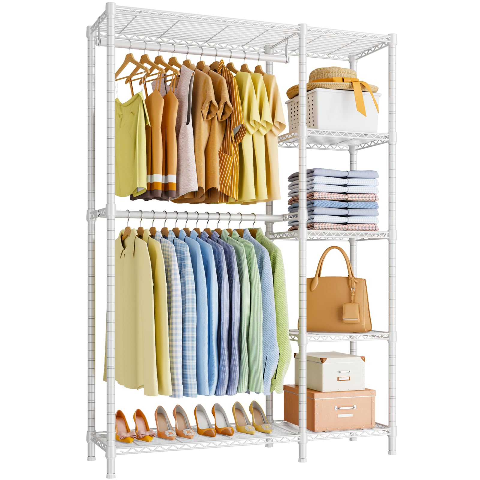 Ulif F2 Clothes Rack, 5 Tiers Heavy Duty Garment Rack for Bedroom, Freestanding Adjustable Closet Storage Organizer, 45 W x 14.5