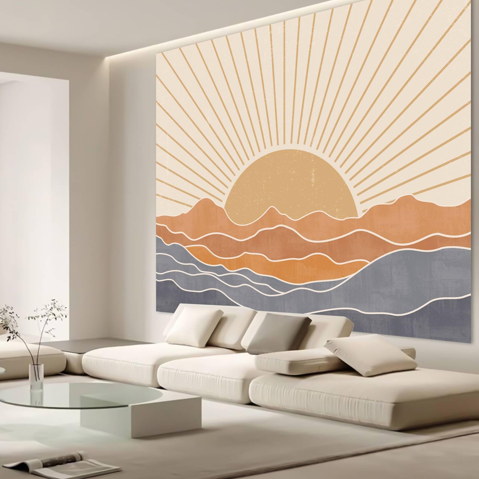 Apdidl Extra Large Boho Tapestry Wall Hanging For Bedroom Aesthetic 71''X90'', Bohemian Vintage 70S Rainbow Sun Tapestries For L