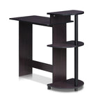 Furinno Compact Computer Desk With Shelves, Round Side, Dark Walnut