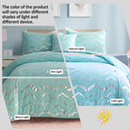 Menghomeus Aqua Comforter Set Twin Size Metallic Teal And Silver Bedding Set, 3 Piece Lightweight Microfiber Comforter For Teen