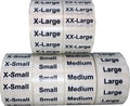 Xs-Xxl Clothing Size Strip Labels 1.25 X 5' 1 Roll Each 125 Adhesive Stickers Per Roll 750 Adhesive Stickers, Clear With Black