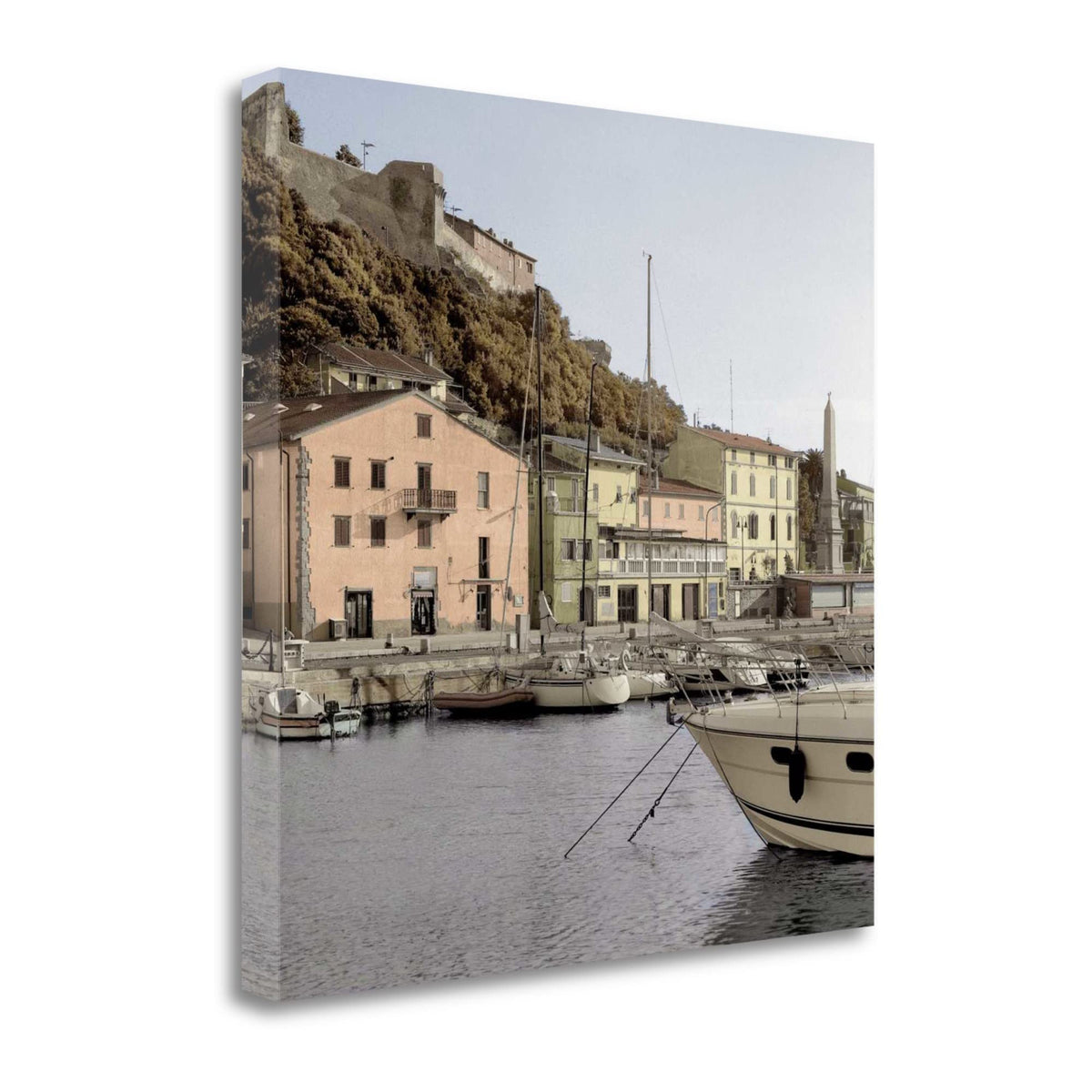 30' Picturesque Tuscan Harbour Giclee Wrap Canvas Wall Art