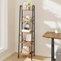 Hzuaneri Ladder Shelf, Bookshelf Bookcase, Freestanding Corner Storage Shelve With 2 Hooks For Home Office, Living Room, Kitchen, Bedroom, Industrial, 5-Tier Rustic Brown Bc19201B