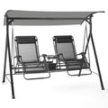 Garden Winds Replacement Canopy Top Cover Compatible with The Mainstays Oversized Double Zero Gravity Swing  SLATE GRAY  RipLo