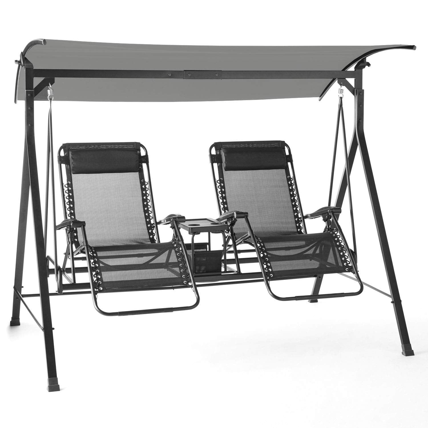 Garden Winds Replacement Canopy Top Cover Compatible with The Mainstays Oversized Double Zero Gravity Swing  SLATE GRAY  RipLo
