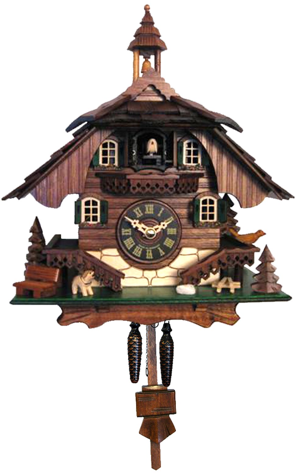 Engstler 444Qm Battery-Operated Cuckoo Clock-Full Size-10.5&quot; H X 9&quot; W X 6.5&quot; D, Brown