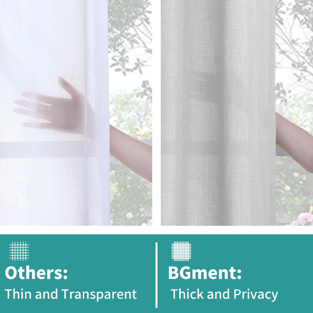 Bgment Natural Faux Linen Curtains For Bedroom, Grommet Thick Linen Semi Sheer Drapes Light Filtering Privacy Window Treatments Curtains For Living Room, Set Of 2 Panels, 52 X 72 Inch, Light Grey