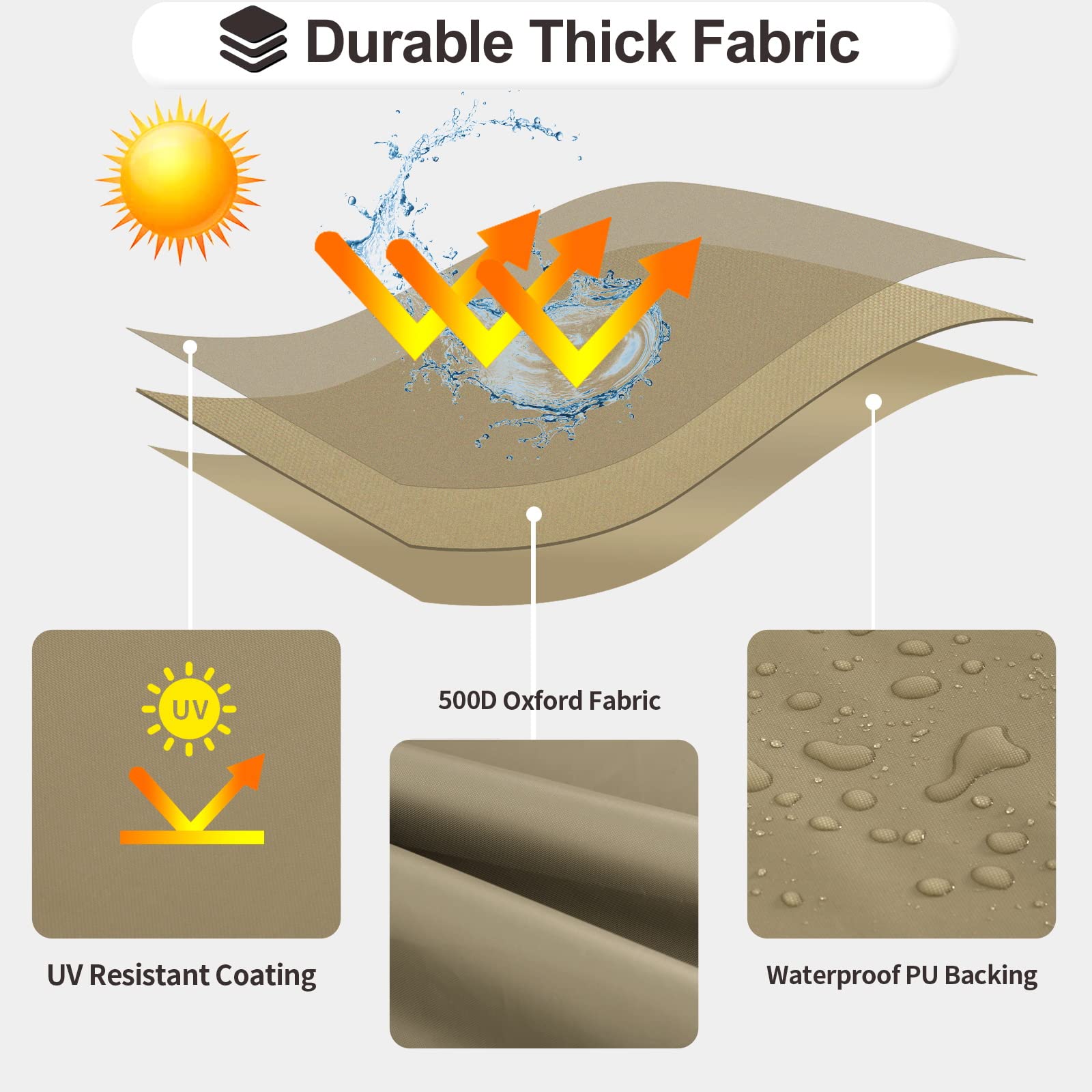 Purefit Outdoor Chaise Lounge Cover, Lounge Chair Covers Waterproof Patio Furniture Lounge Chair Cover, Uv Resistant & Weatherproof, 1 Pack, 78'L X 35.5'W X 33'H Inches, Camel