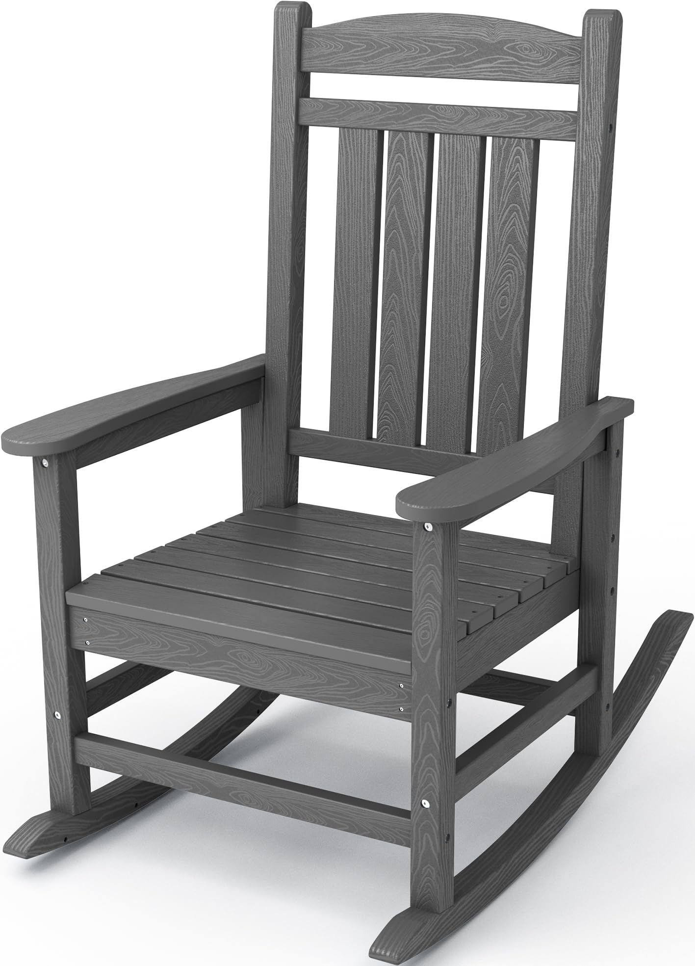 Kingyes Outdoor Rocking Chairs, Hdpe All-Weather Patio Rocking Chairs High Back Porch Rocker For Adult, Gray