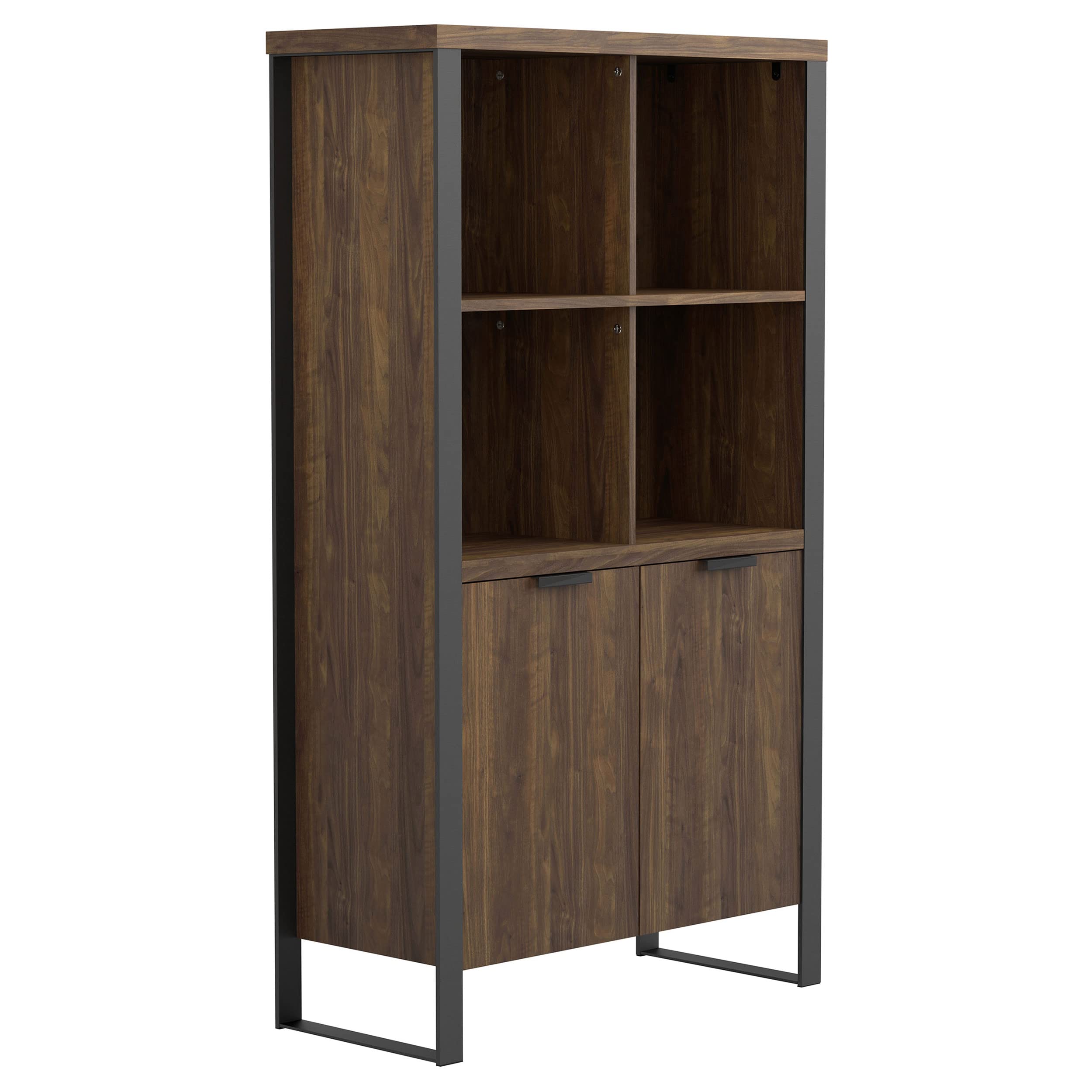 Coaster Furniture Pattinson 2-Door Rectangular Bookcase Aged Walnut and Gunmetal Standard Brown 803374