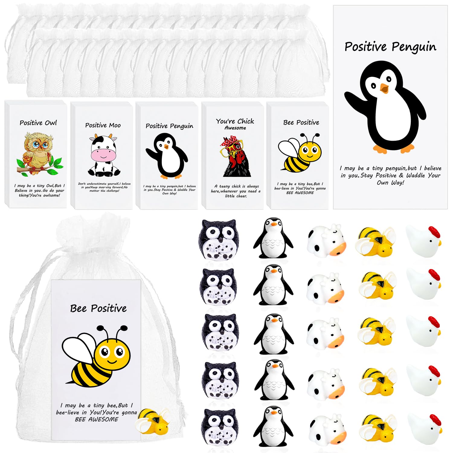 YULYNJQ 100Pack Positive Gifts Bulk Inspirational Teacher Dietitian End of Year Student Gifts,with Funny Card Organza Bag for Co