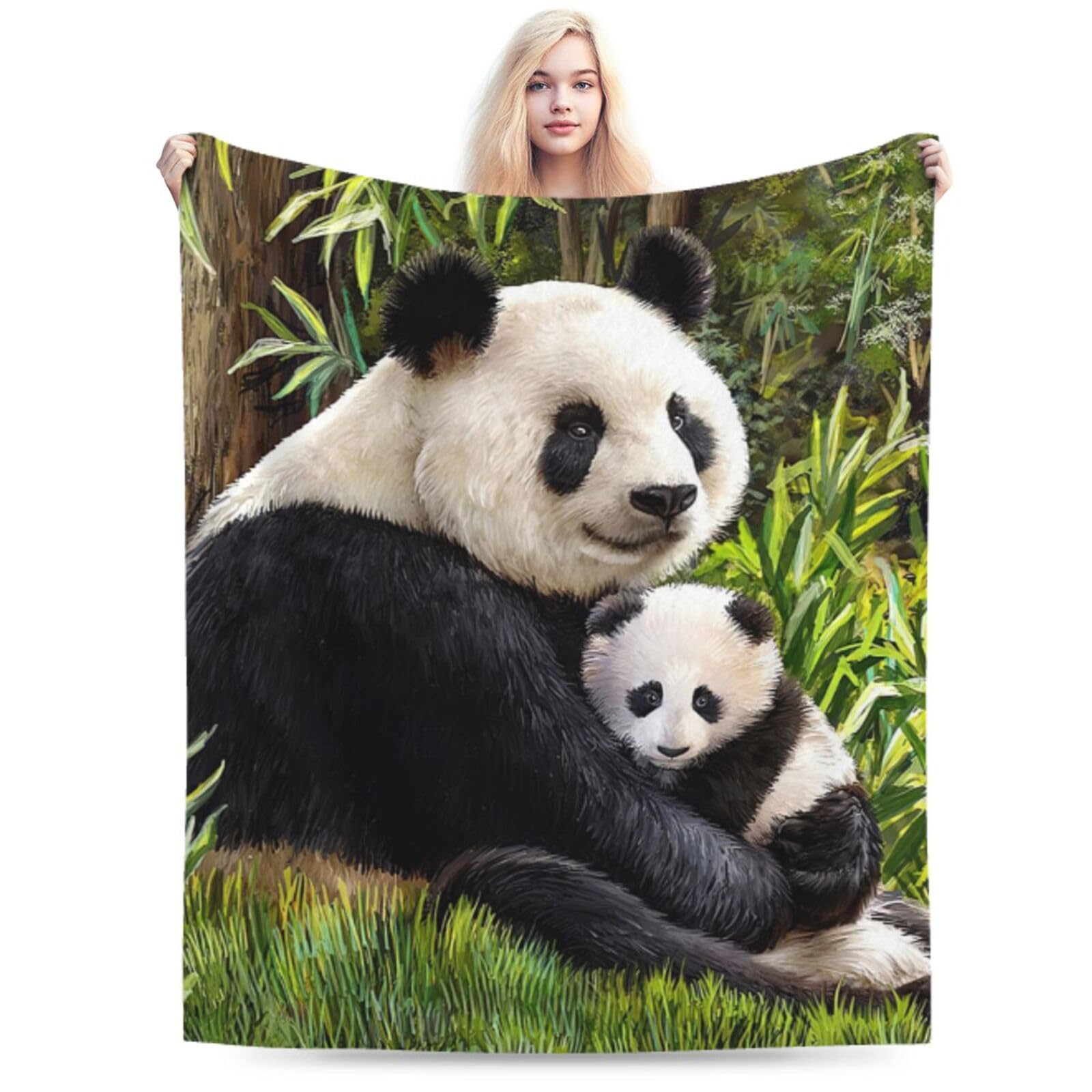 Wyehjut Panda Throw Blanket For Couch Sofa Soft Flannel Blanket Lightweight And Cozy For All Seasons 50 X 60 In